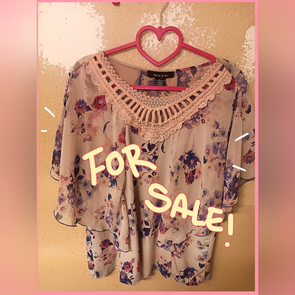 Adele & May Floral Blouse - Cream and Purple